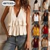 Women's Fashion Casual Solid Color Print Sleeveless V Neck Blouses & Shirts
