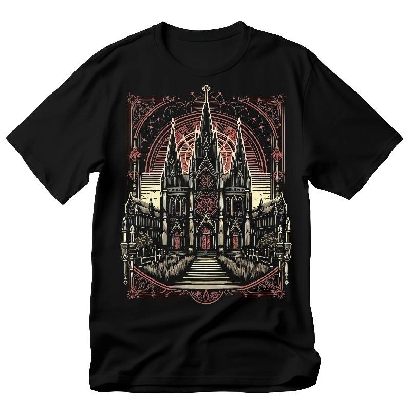 Gothic Cathedral TShirt Dark Architecture Art Tee Allseason casual comfortable base layer Tshirt unisex S