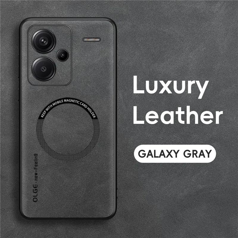 

Магнитный ретро кожаный чехол для Xiaomi Redmi Note 13 Pro Plus Redmi Note13 Pro+ 5G беспроводной зарядный чехол для телефона Redmi Note13ProPlus серый