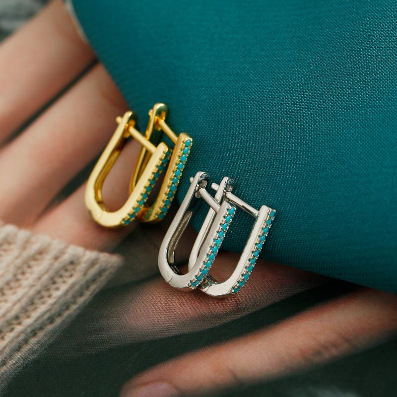 Bunte Micro-Zirkon U-Form Creolen für Damen Retro Trendy Europa Einfacher Trendiger Party Schmuck Geschenke Aretes