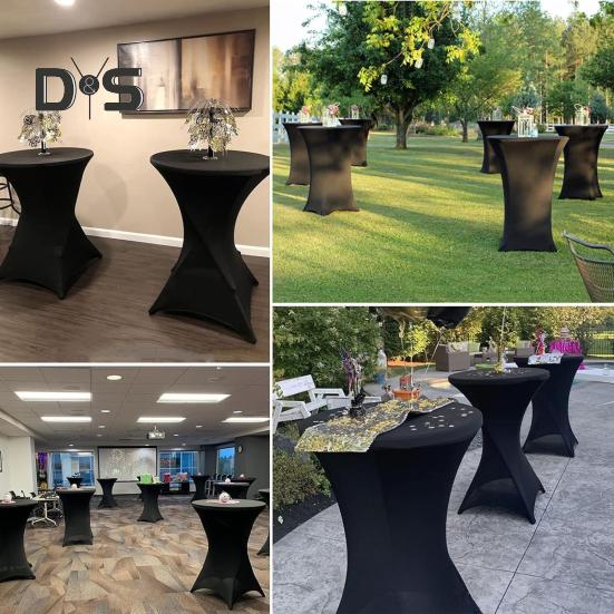 Capa para mesa de coquetel Design de cor sólida Alta elasticidade À prova de óleo Ajuste universal Instalação simples Toalha de mesa redonda alta