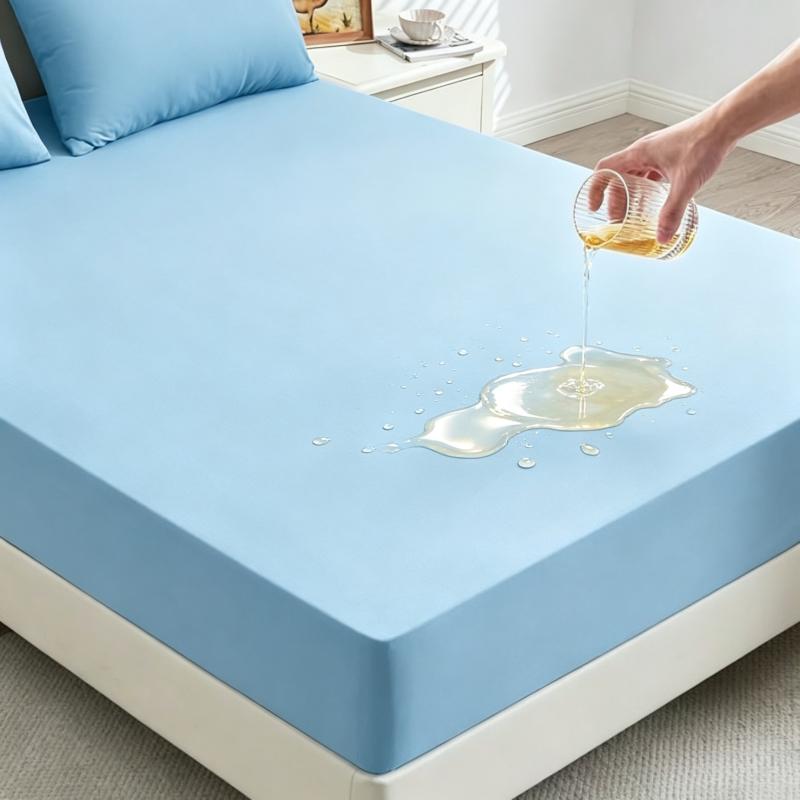 High Quality Fitted Sheet 100% Waterproof Microfiber Soft Touch Deep Pocket 25cm Wrinkle Free Anti-Slip Solid Color Twin/Full/Queen/King