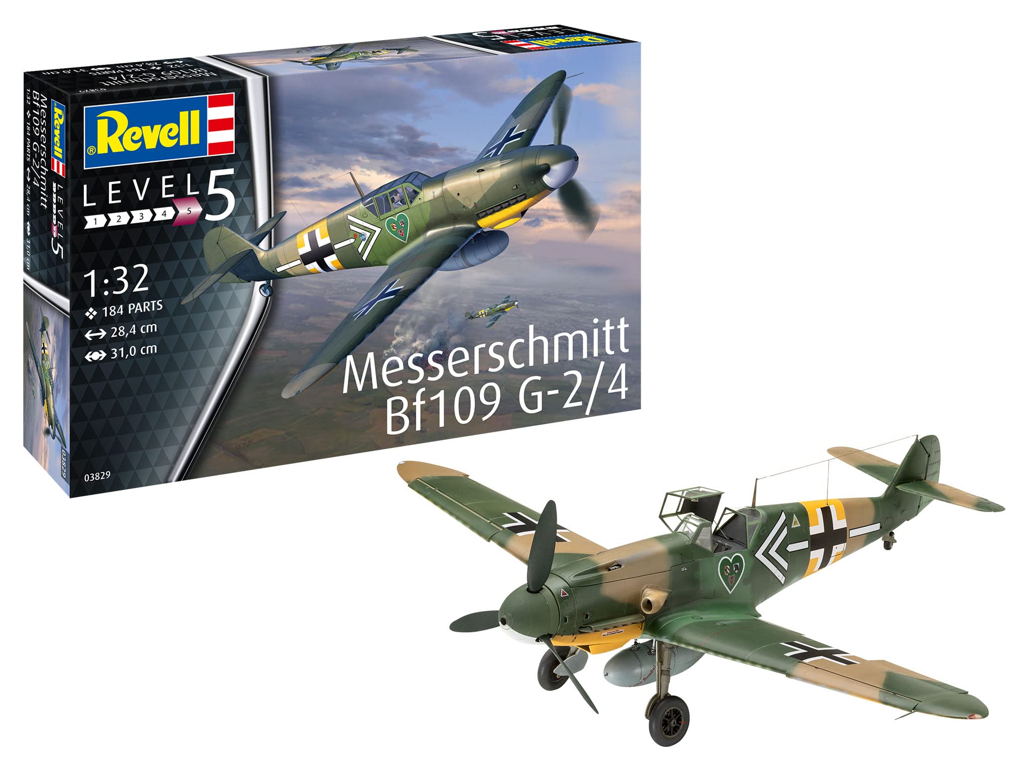 

Revell German Air Force Messerschmitt Plastic Model Kit 03829 1/32 Bf109G-2/4