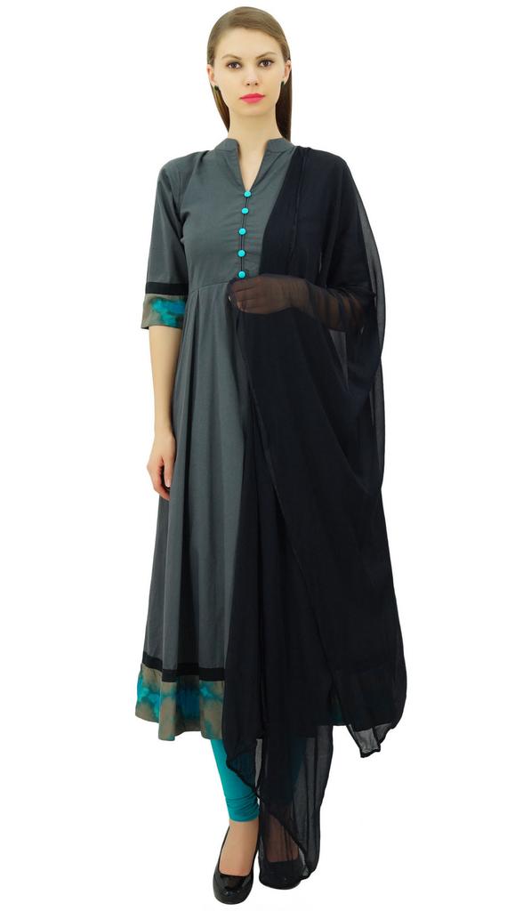 Atasi Women's Grey Anarkali Salwar Suit With Dupatta Ethnic Designer Wear-10