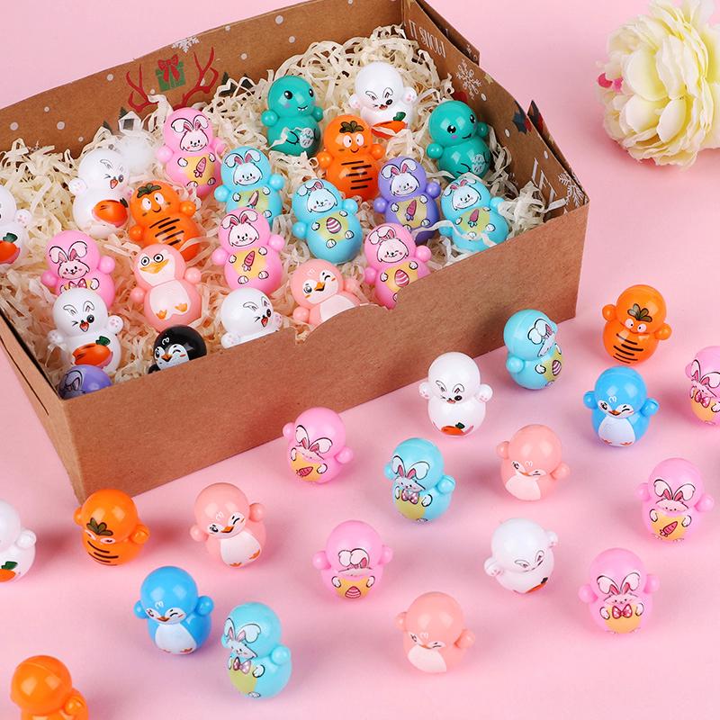 12-36Pcs Cartoon Mini Rabbit Tumbler Toys Easter Basket Filler for Kids Birthday Party Favors Goodie Pinata Filler Baby Shower