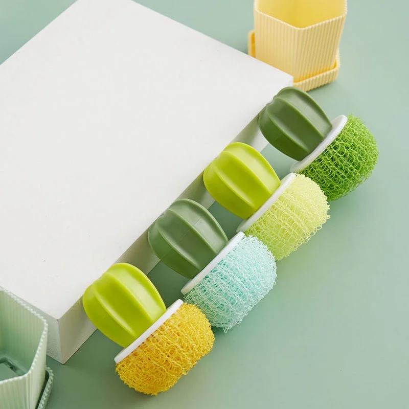 New Creative Pot Brush Cactus Nano Cleaning Ball Gradient Cleaning Brush Kitchen Cleaning Tools