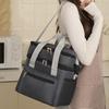 Insulated Lunch Bag Double Deck Reusable Picnic Bag with Pocket for Phones Wallets Thickened