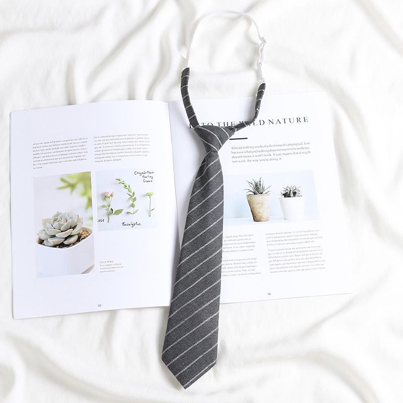 Black Tie Japanese Academy Style No-Iron Shirt with Decorative Bow Tie - Women DK Hand-Knit Grey Stripe for Men