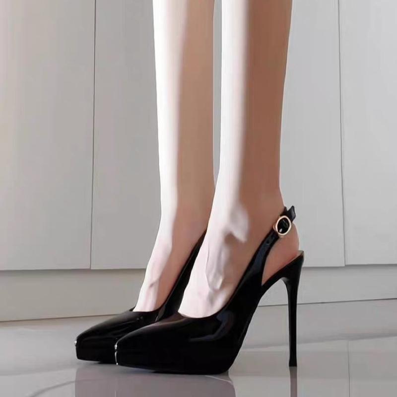 Sexy Lady One-Strap Hollow High Heels Sandals Pointed Toe Thin Heel Waterproof Platform High Heels Elegant Chic Shoes