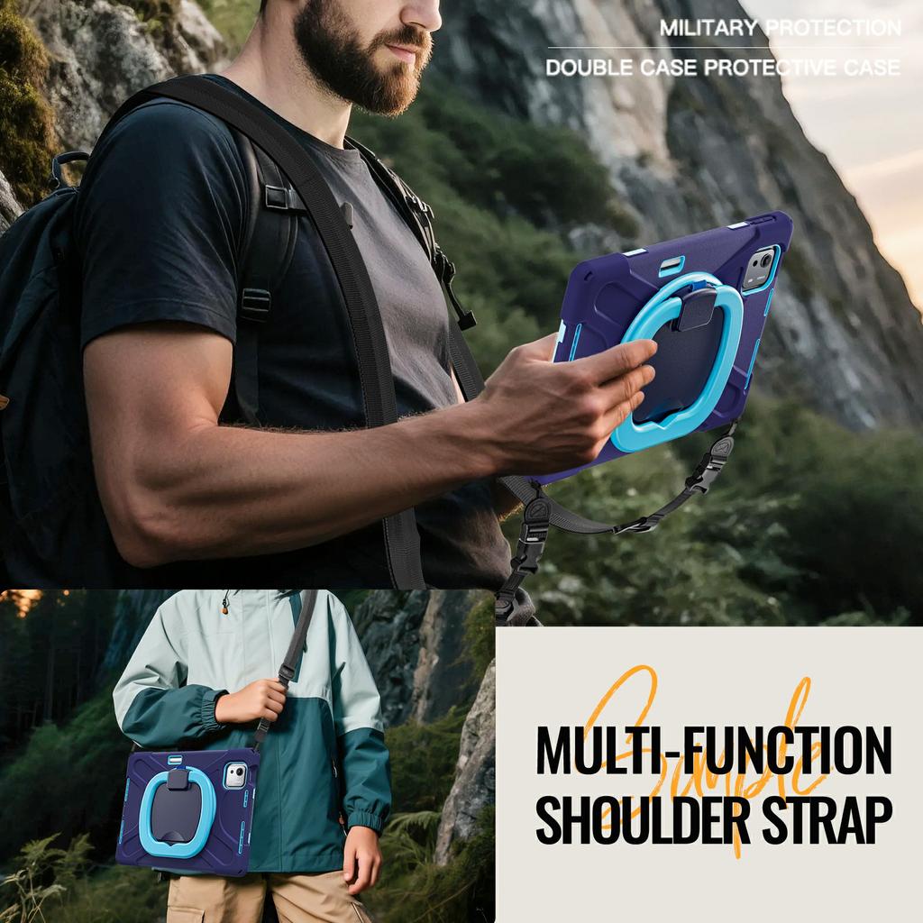 For Xiaomi Pad 7S Pro 12.5/6S Pro 12.4 Case with Shoulder Strap TPU+PC+Silicone Kickstand Tablet Cover
