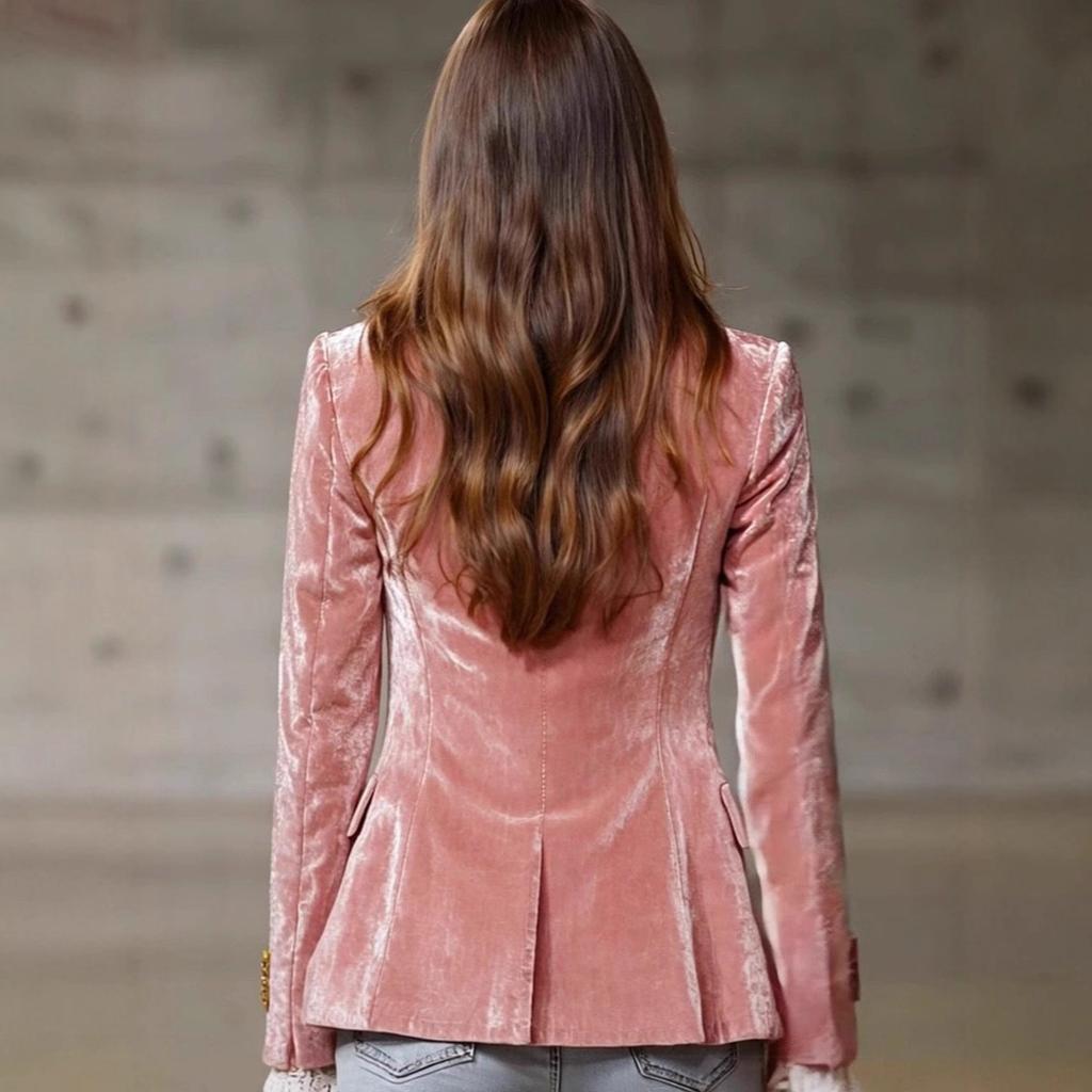 European and American women's clothing autumn and winter golden velvet fashion temperament slim long-sleeved blazer women