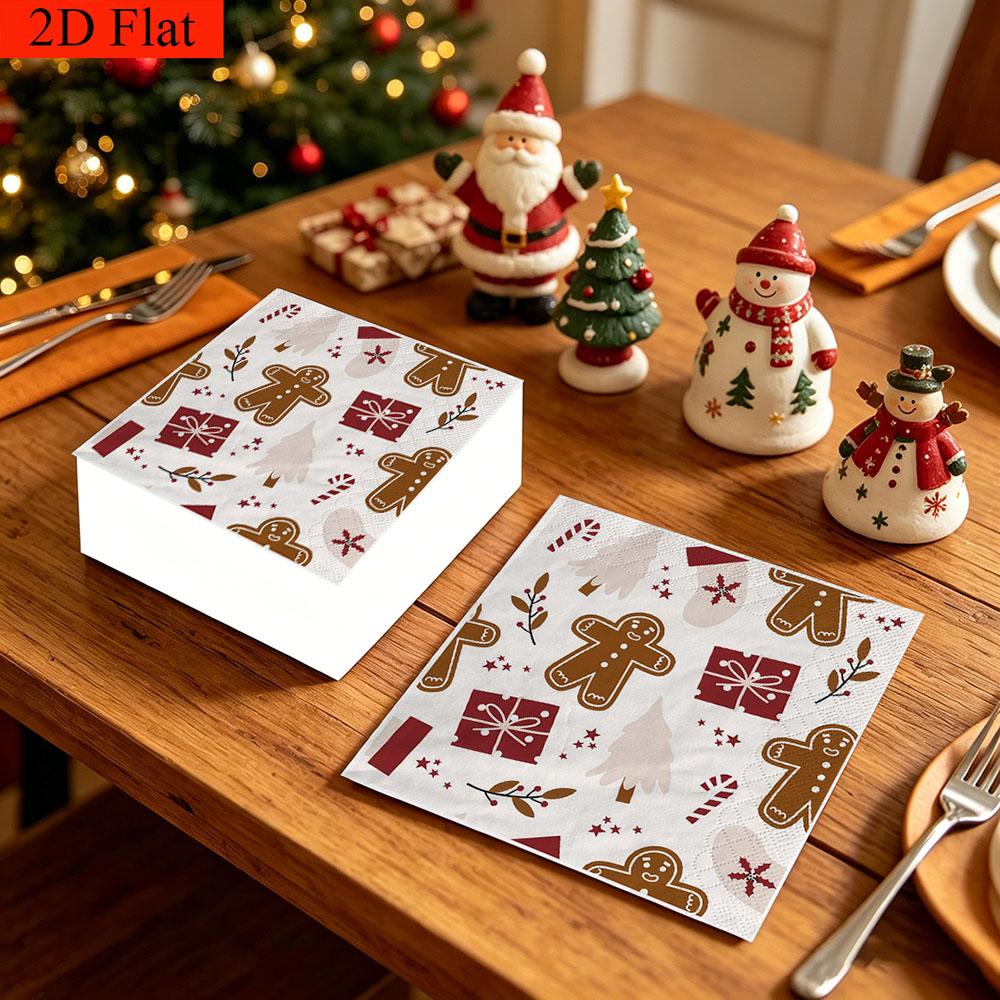 20pcs Disposable Napkins with Christmas Collection Pattern Print for Wedding,Parties,and Daily Use for Thanksgiving Fall Christmas Table Decoration