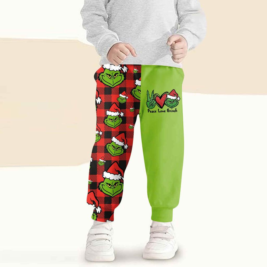 Kids' Fashion Christmas Print Loose-Fit Waistband Casual Sweatpants