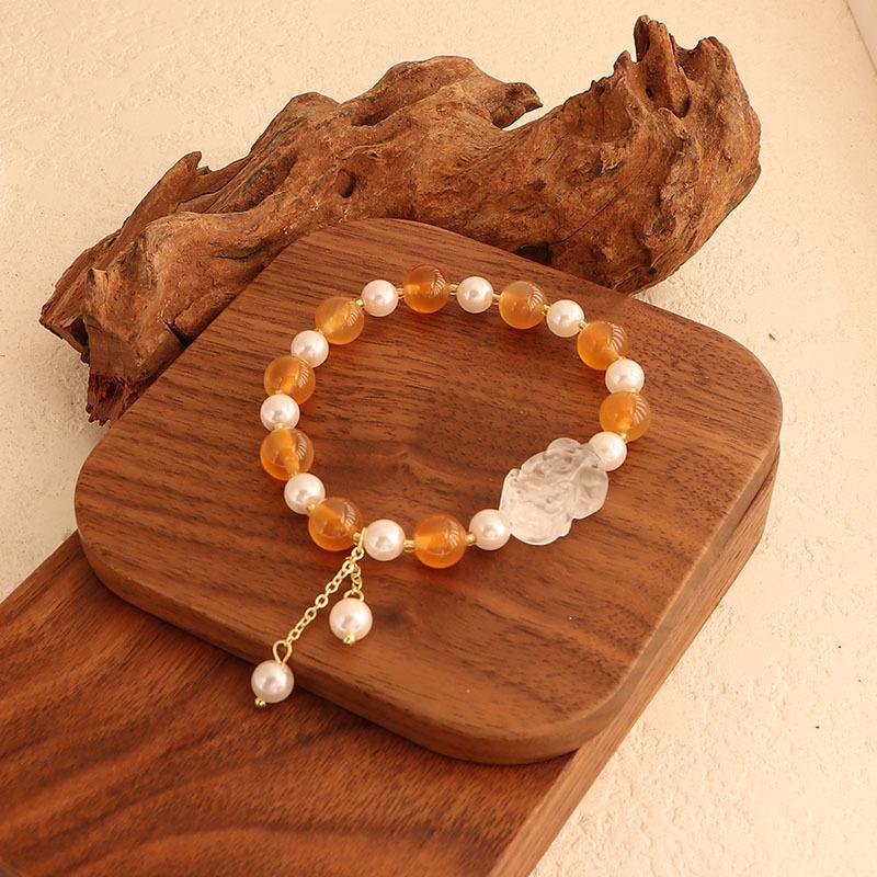 Sugar Heart Agate Remarks Bracelet Pixiu Bracelet Gift Live Douyin Popular