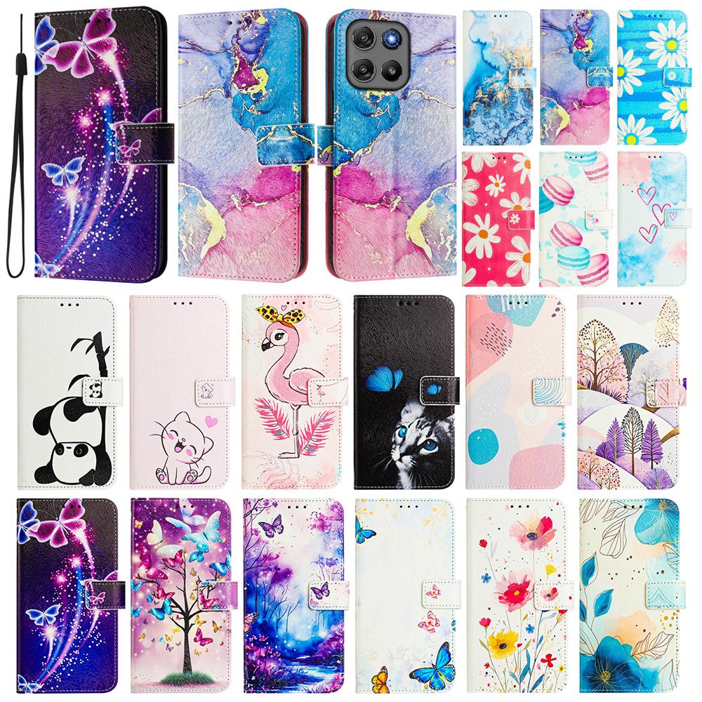 Coloured Drawing Wallet Case for Moto Edge 70 60 Fusion 50 Ultra 40 Neo Pro 60 Stylus Luxury Stand Card Slots Flip Phone Cover