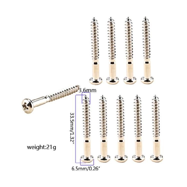 10 stycken elektriska gitarrbro monteringsskruvar, halsplatta monteringsskruvar