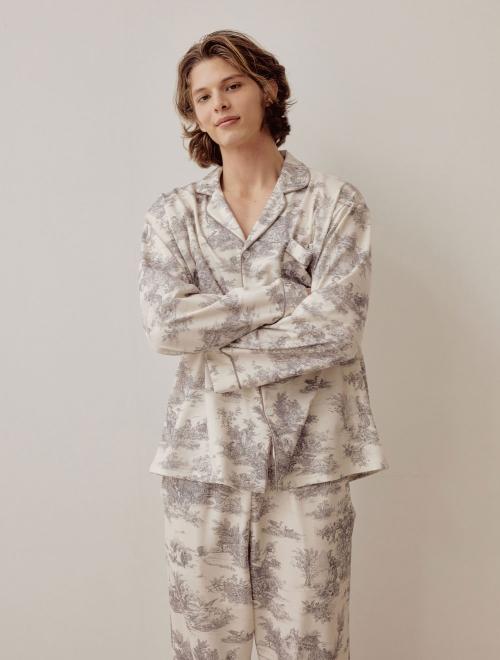 [LUNALUZ STUDIO] Verona Span Long Sleeve Two-Piece Collar Pajamas [Shipped from Korea] 100% Authentic Ivory