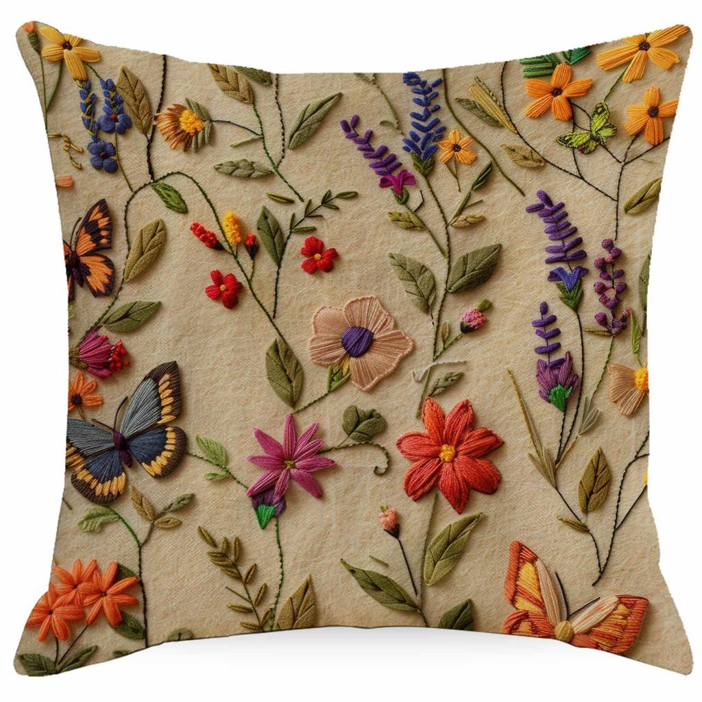 New 3D Imitation Embroidered Floral Pillowcase Digital Printed Home Decoration Pillow Sofa Cushion Cover