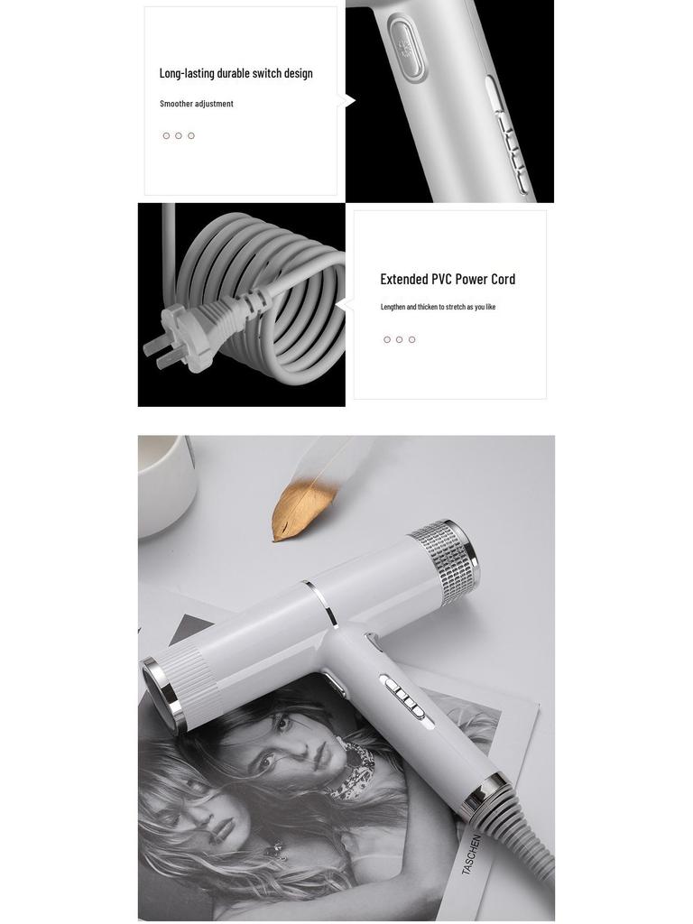 T-förmiger Hochleistungs-Haartrockner für Zuhause & Salons - Heiß-/Kaltluft, Haarschonend