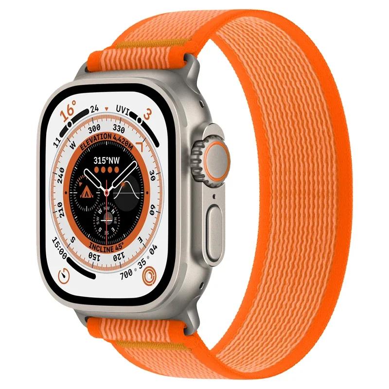 

Elastic Solo Loop Strap for Apple Watch Ultra 2 Band Nylon Braided Bracelet For IWatch Series 9 8 7 6 5 Se 49mm 44mm 40 45 41mm 42mm 44mm 45mm 49mm&M помаранчевий