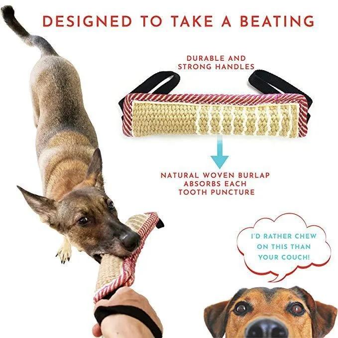Durable Dog Tug Toy 2 Strong Handles Interactive Pet Toys for Small Large Dogs Jute Bite Pillow Puppy Training Play Game