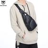 Sac messager en cuir véritable pour hommes, sac à bandoulière décontracté, sac de poitrine à la mode pour hommes