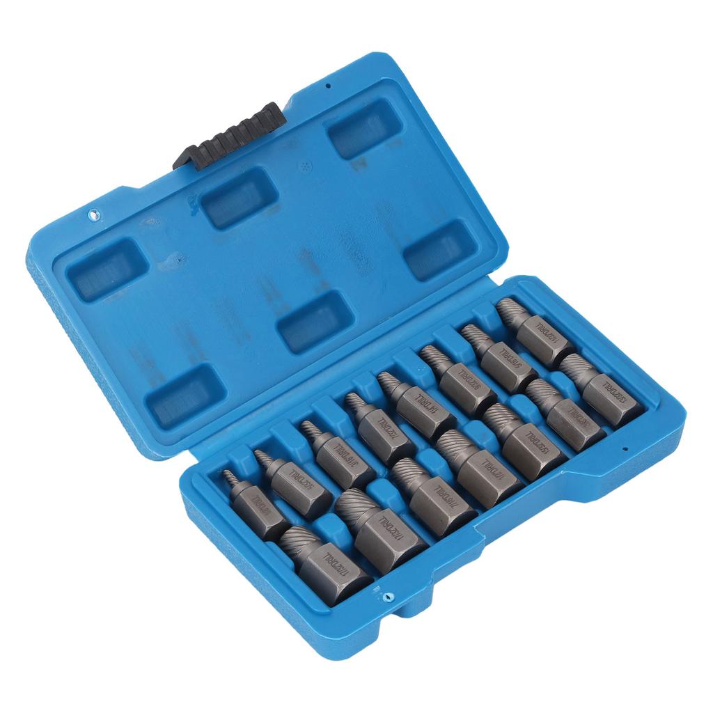 15Pcs Screw Extractor Set Hex Head Easy Out Cr Mo Damaged Broken Bolt Remover Tool Kit