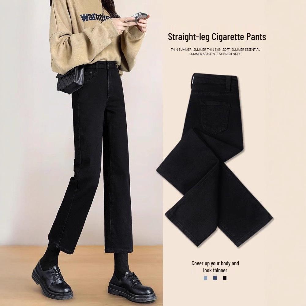 Women s High-Waisted Fleece-Lined Slimming Straight-Leg Jeans L