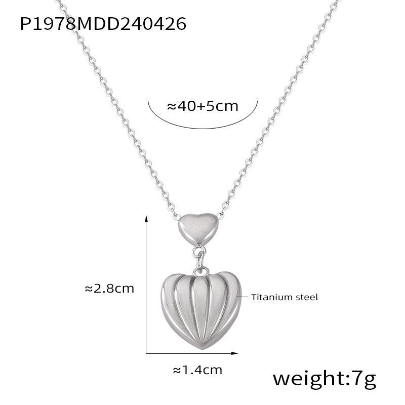 Peach Heart Flow Su Pendant Necklace Niche Personality Design Cross Titanium Steel Jewelry Set Women