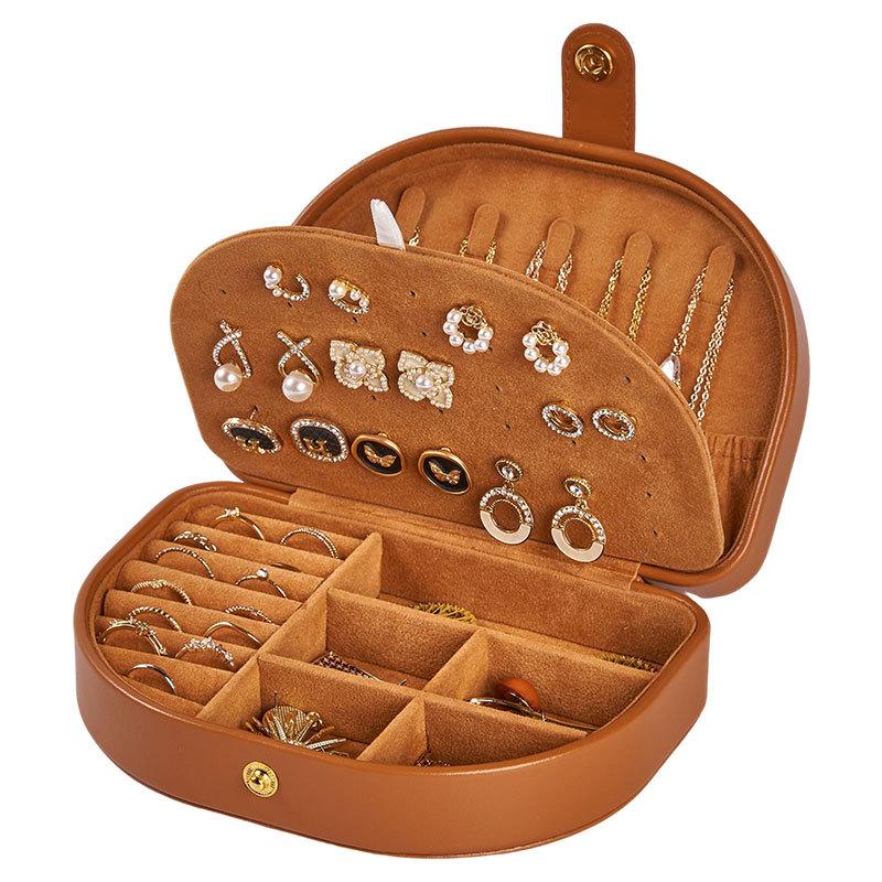 Boîte à Bijoux de Luxe Grande Capacité Cuir PU Boîte de Rangement pour Bagues Boucles d'Oreilles Nom Personnalisé Sac Cosmétique Portable de Voyage Pour Femme