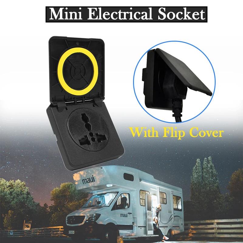 

Waterproof Flip Cover Electrical Socket – Black Nylon RV Socket with Plug for Caravan, Home & Motorhome чёрный