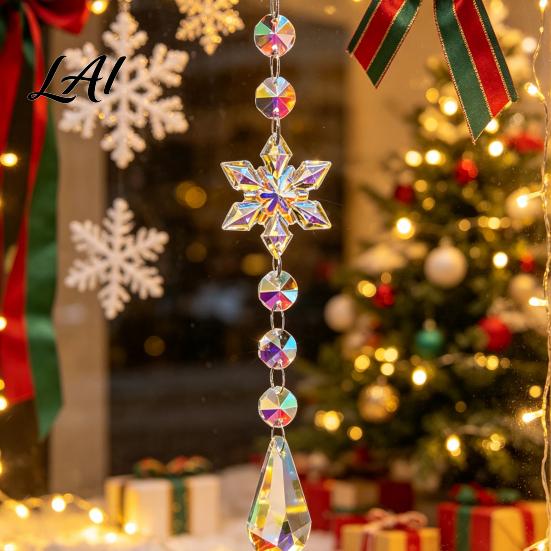 Faux Crystal Sun Catcher for Windows Catcher Hanging Prism Suncatcher Snowflake Rainbow Maker Pendant Artistic Home Decor Gifts Window Christmas