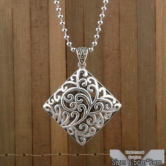 Retro Tibetan Silver Abacus Necklace for Women - Long, Versatile Sweater Chain Pendant, Ethnic Style Charm, Perfect for Autumn/Winter Attire.