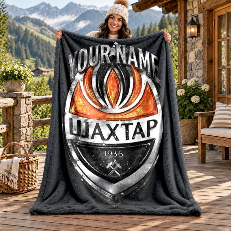 FC Shakhtar Donetsk Custom Name Flannel Blanket Personalized Soft Warm Plush Throw Blanket Customized Gift for Family Friends