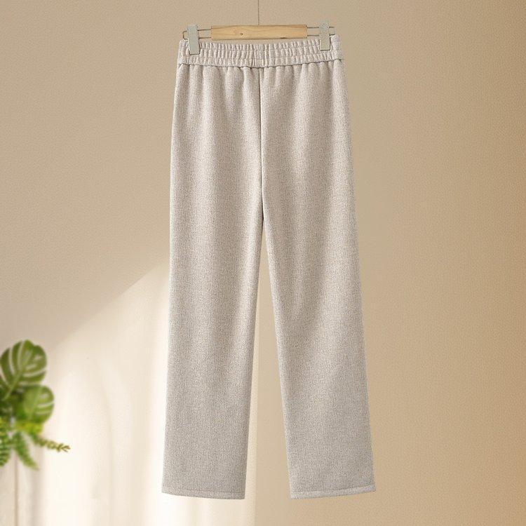 Grandma Style High-Waisted Velvet Elastic Waist Casual Pants for Middle-Aged and Elderly Women