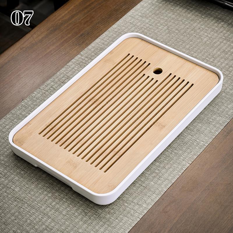 2025 Neo-Chinese Bamboo Tea Tray Kung Fu Tea Set Tray Hollow Out Grid Disk Quick Drainage Storage Tea Tray Dry And Wet Dual Use