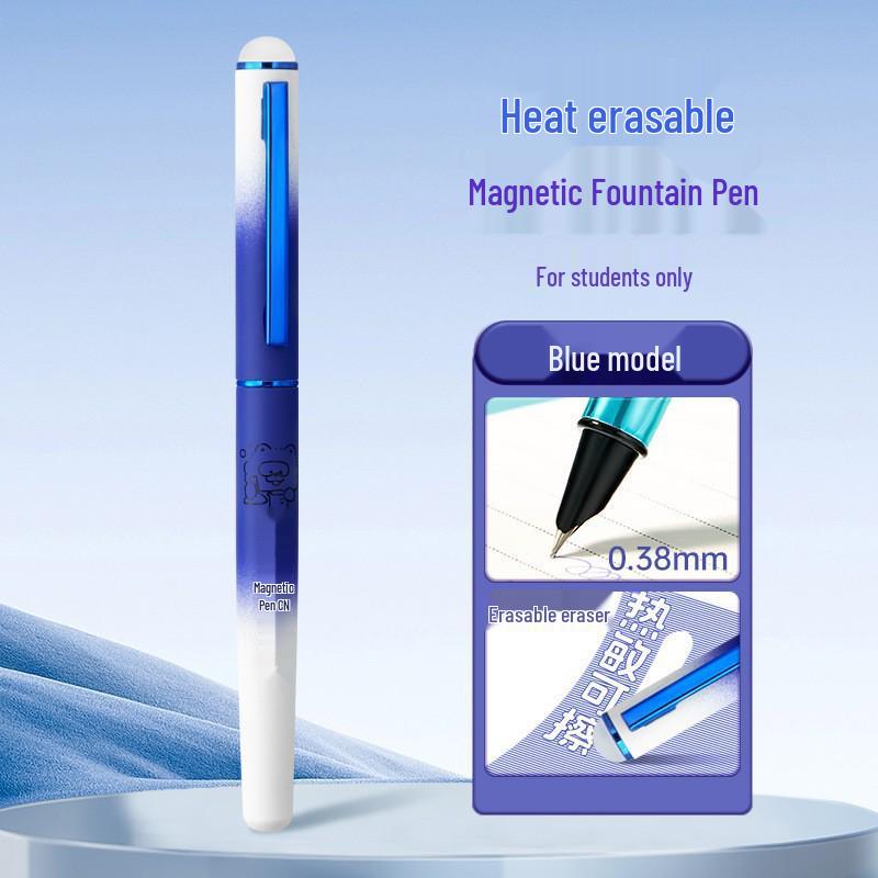Refillable Ergonomic Fountain Pen for Students - Transparent Colored Plastic Design