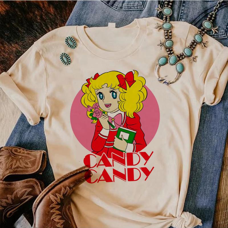 Lata 90. Kawaii Cukierki Cukierki Anime Letni Top Koszulka Damska Nadruk Koszulka Grunge Anime Manga Koszulka Topy Graficzny Estetyczny