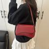 Solid Color Simple Flip Magnetic Buckle Casual Crossbody Underarm Shoulder Small Square Women Bag