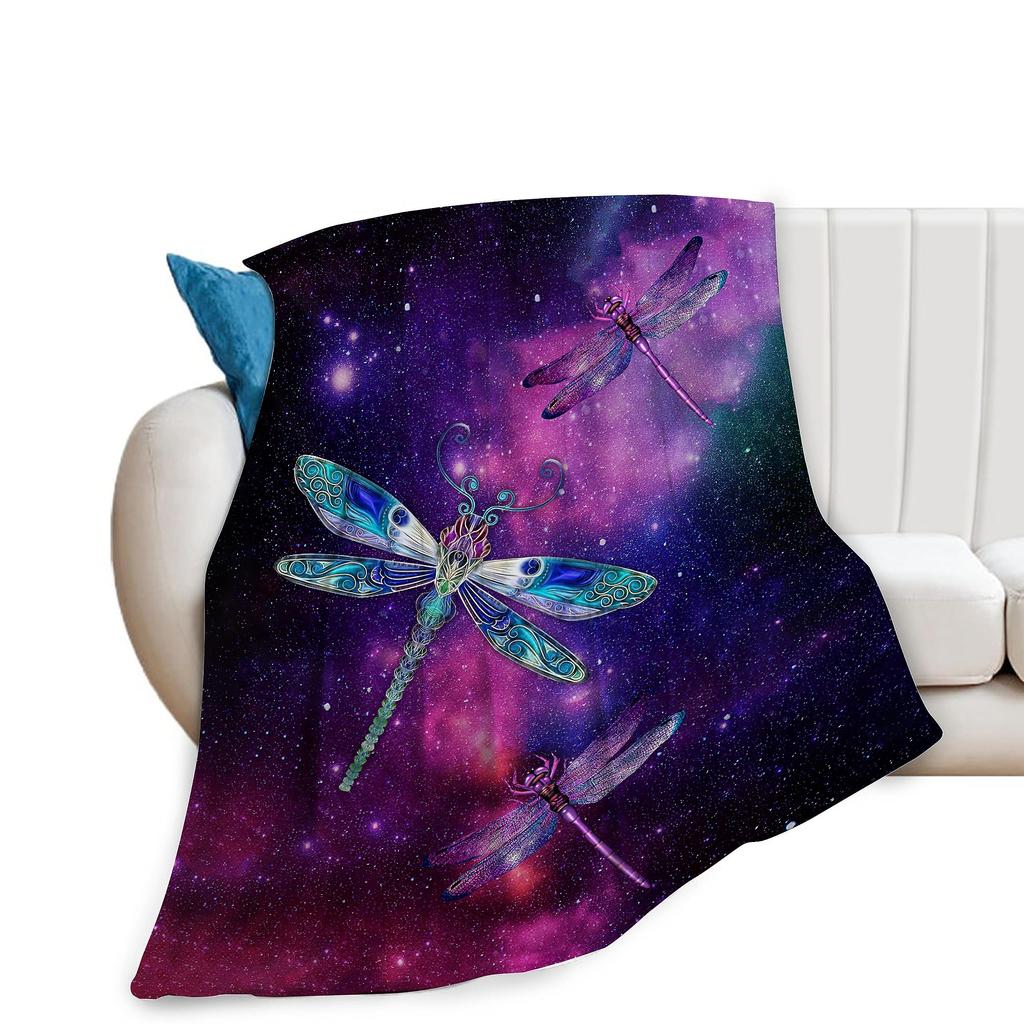 Dragonfly Throw Blanket Ultra Soft Cozy Lightweight Fuzzy Plush Flannel Fleece Blanket for Chair, Bed, Couch, Office & Travel