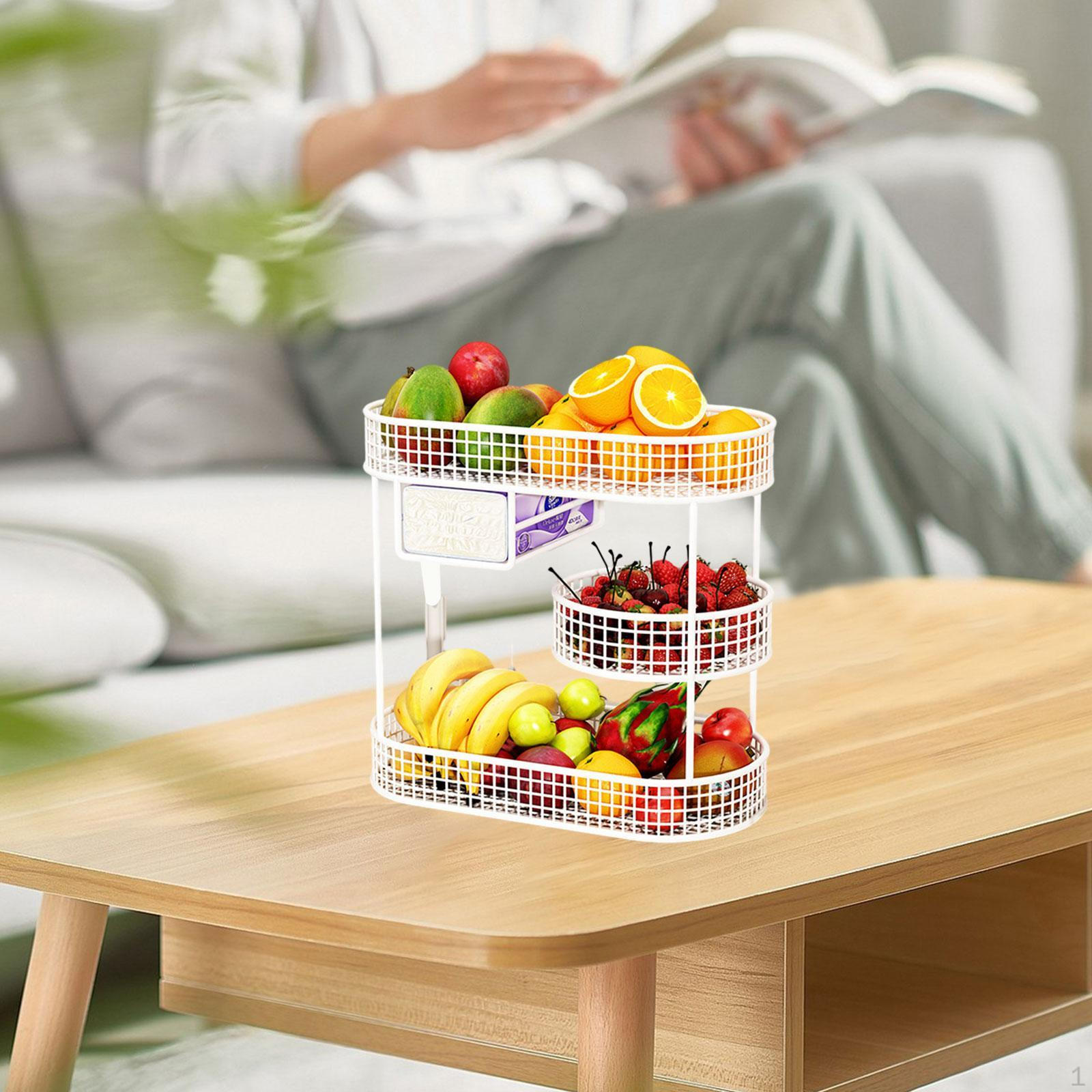 

3-слойная корзина для фруктов, хлеба, овощей, многоцелевой держатель для железных мисок для столовой белый