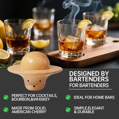 Holz Räuchergerät Cocktail Räuchergerät Set Whiskey Holz Geräuchert Holz Haube Räuchergerät mit Eiswürfelform für Getränke Küchenbar Zubehör