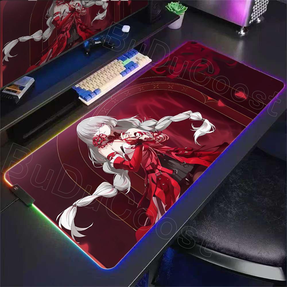 New Red Girl Wuthering Waves Phrolova Mouse Pad Anime Gaming Mouse Pad RGB Desk Mat Natural Rubber Desktop XXL Decorative Carpet