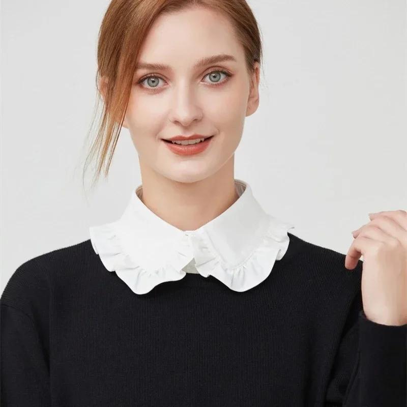 Solid Color White Half Shirt Fake Collar for Womens Blouse Sweater Detachable Shirt Collar False Lapel Top Collars Decor