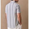 Summer Polo-neck Vintage Striped Printing Cardigan Shirt Male Short Sleeve Casual Fashion All-match Top Men