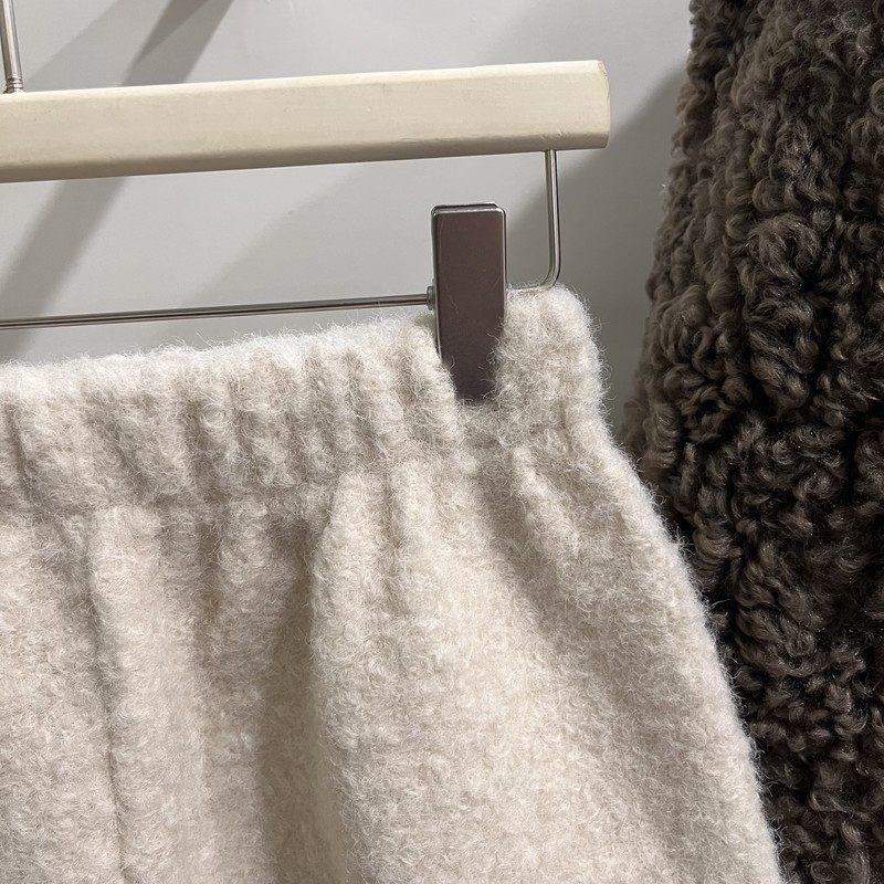 Korean High-Waisted Curly Fur A-Line Skirt - 2025 Autumn/Winter Petite Fashion, Elastic Waist, Slimming Design