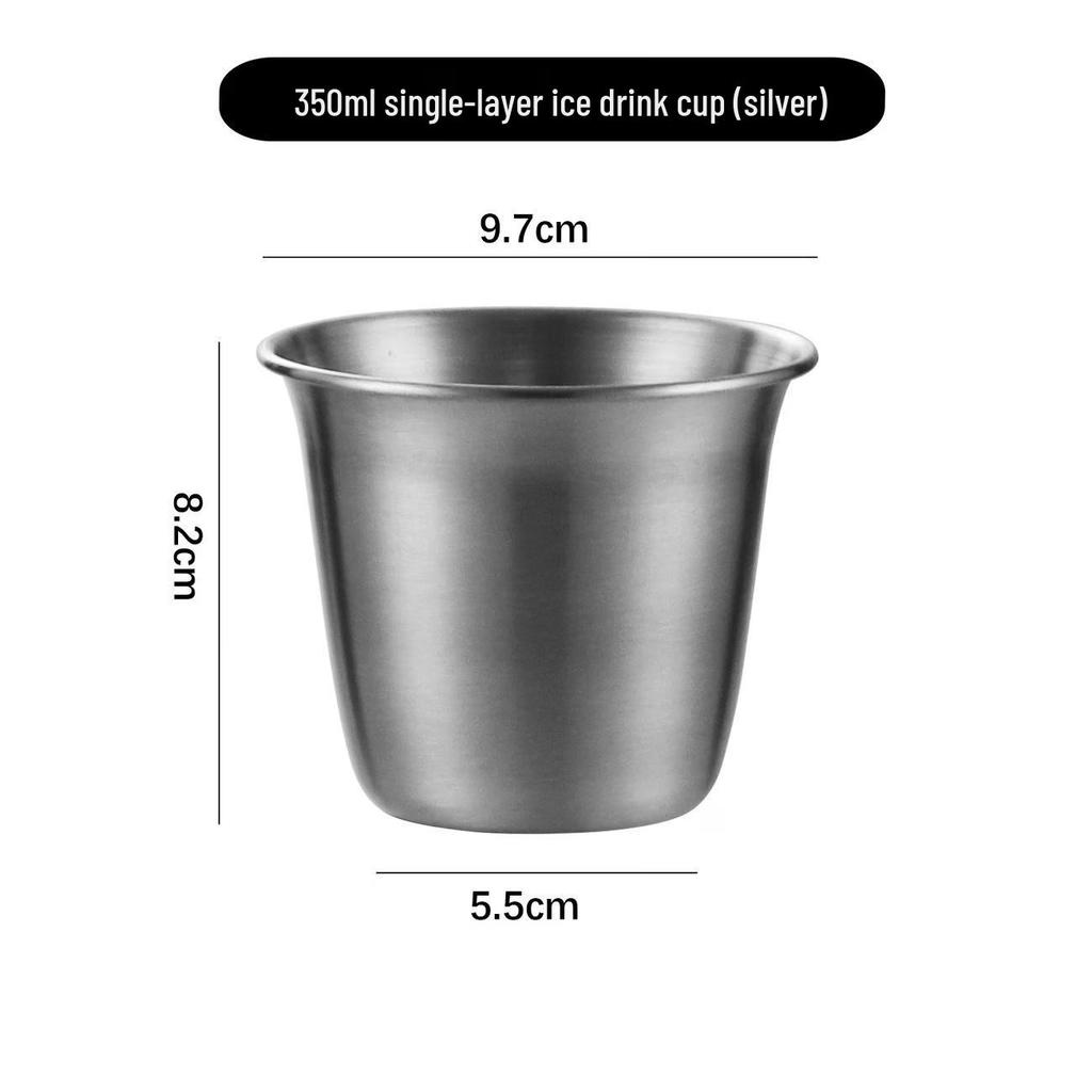 Retro American Frosted Stainless Steel Wide-Mouth Cold Drink Cup