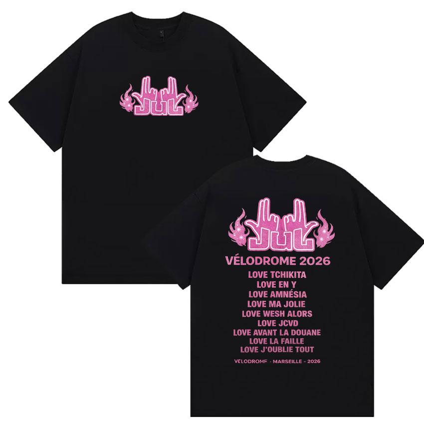 

Rapper Jul Velodrome Tour 2026 Logo Graphic T Shirt Men Women Summer Fashion Oversized Cotton T-shirt Aesthetic Clothing Tshi... 3XL