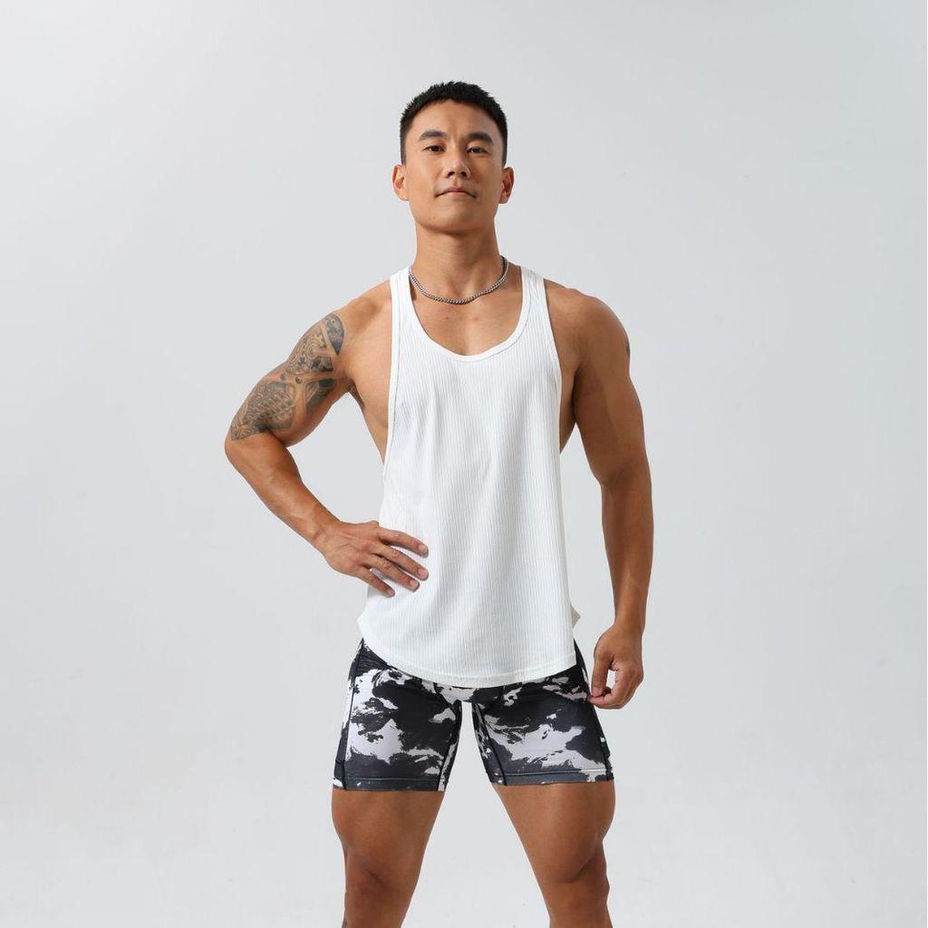 Men's Quick-Dry Stretch Racerback Tank Top - Sleeveless, Loose Fit for Sports & Casual Wear