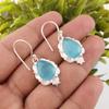 Blue Cat's Eye Earrings 925 Sterling Silver Gemstone Jewelry Anniversary Gift EE-163-37